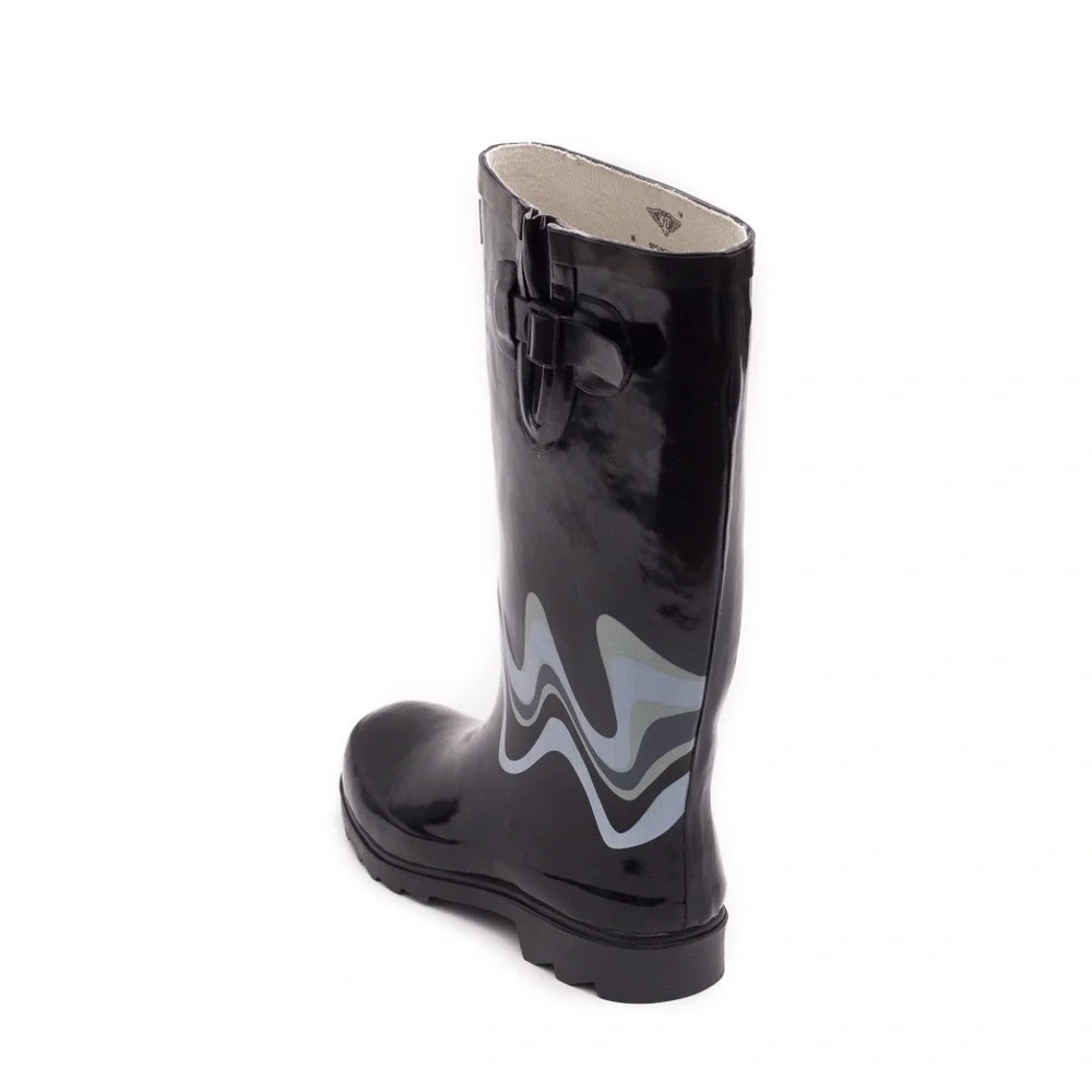 Women Rubber Rain Boots, Sea Fireworks Garden Rainboots, NEW